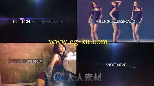 时尚美女闪烁毛刺包装动画AE模板 Videohive Glitch Slideshow 3 9911143的图片2