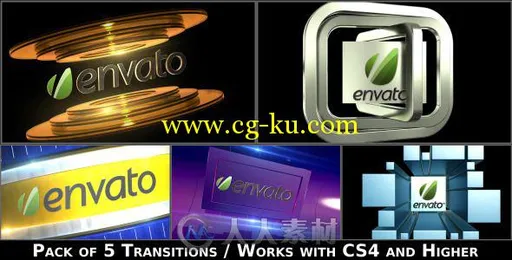 5组三维Logo标志转场特效包装动画AE模板 Videohive Broadcast Logo Transition Pac...的图片1