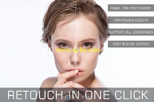 人物脸部快速磨皮PS动作Retouch in One Click Panel的图片1