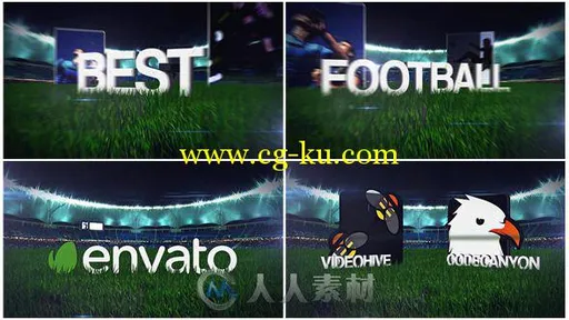 足球运动球场片头包装动画AE模板 Videohive Football Soccer Field Opener 6184892的图片1