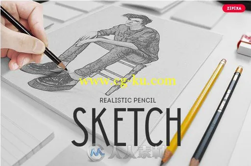 真实铅笔人物肖像绘画PS动作graphicriver-15485036-realistic-pencil-sketch-action的图片1