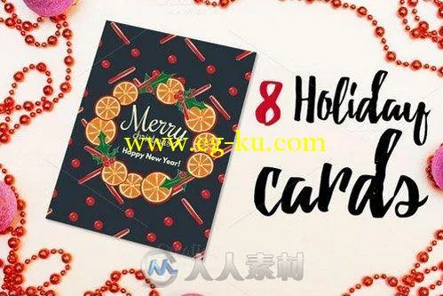 8种假日卡片和3种图案8 holiday cards with 3 patterns的图片1
