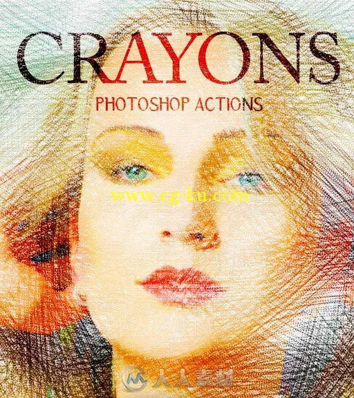 蜡笔线条人物肖像PS动作GraphicRiver - Crayons - Photoshop Actions 15713116的图片1