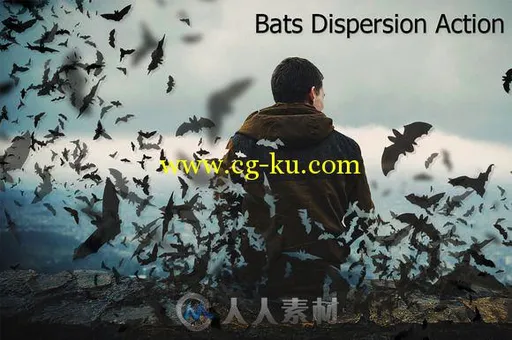 蝙蝠消散人物肖像特效PS动作Bats-Dispersion-Action的图片1