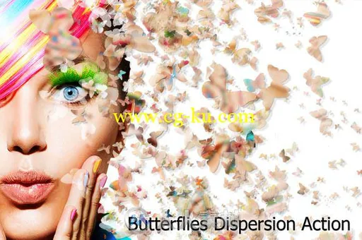 蝴蝶消散特效PS动作Butterflies-Dispersion-Action的图片1