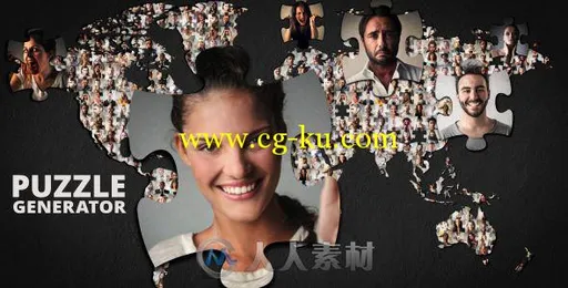 人物拼图图形动画AE模板 Videohive Puzzle Generator 14504773的图片1