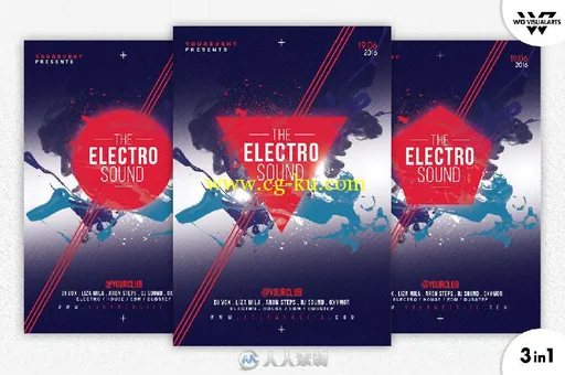 电子音乐海报PSD模板ELECTRO-SOUND-Flyer-Template的图片1