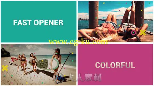 多彩遮罩快速展示动画AE模板 Videohive Fast Colorful Opener 15067304的图片1