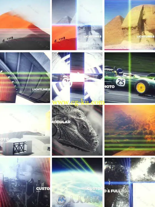 超唯美激光多彩展示动画AE模板 Videohive Lightlines Slideshow 14100480的图片1