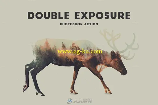 高级动物风景双曝光照片合成PS动作Double Exposure photoshop action的图片1