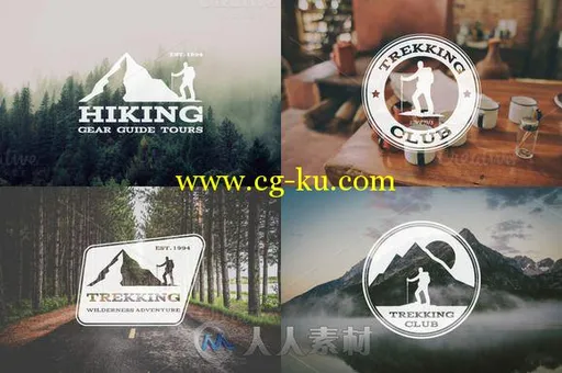 6款徒步旅行徽标和标志PSD模板CM - 6 Trekking Adventure Badges & Logos 342424的图片1