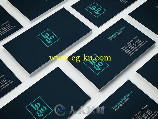 深蓝风格商务名片PSD模板CM - Business Card Template 637515的图片1