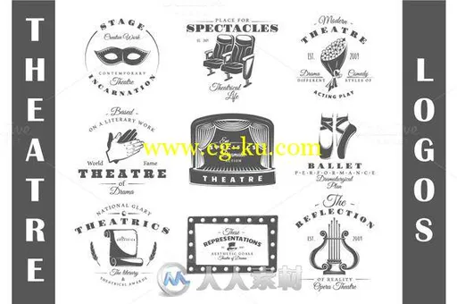 9款歌剧院徽标LOGOPSD模板CM - 9 Theatre logos templates Vol2 638167的图片1