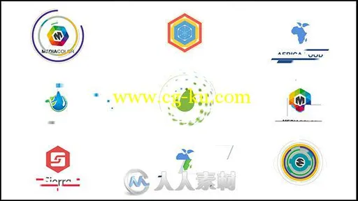 7组扁平化创意设计Logo演绎动画AE模板 Videohive Flat Corporate Logos 14961465的图片1