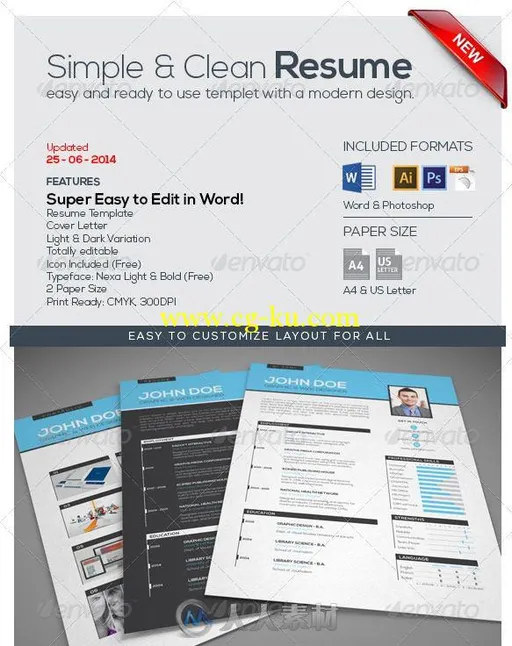 印象深刻简历模板PSD模板GraphicRiver The Resume 7089050的图片1