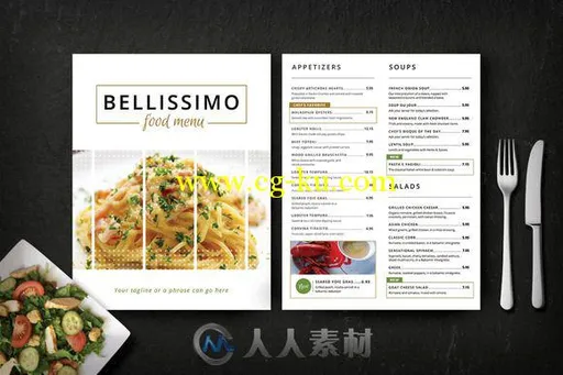 摩登餐厅菜单模板PSD模板CM - Modern Restaurant Menu (Bellissimo) 278052的图片1