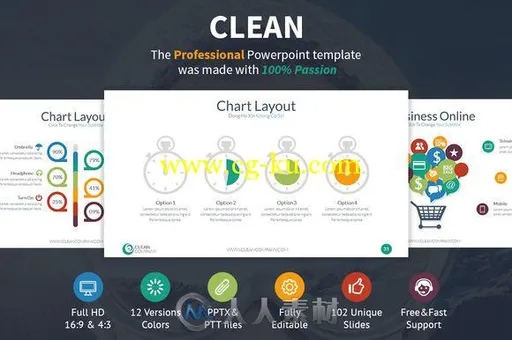 简洁风格PPT模板Clean Powerpoint Template的图片1