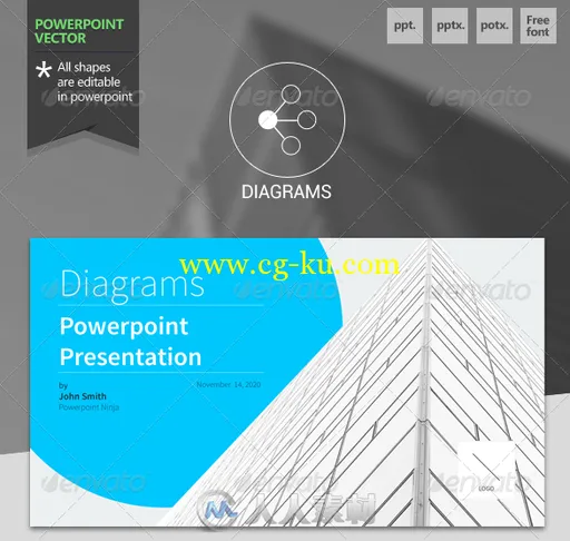 图表风格PPT模板GraphicRiver - Diagrams - Powerpoint Template 6118326的图片1