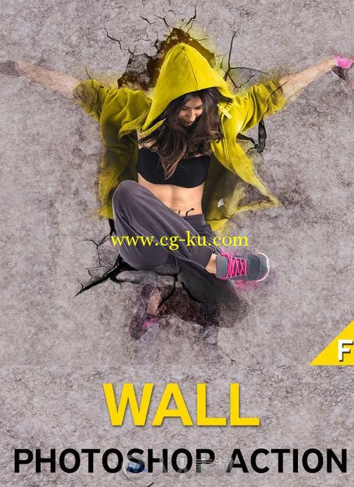 震撼人物嵌入墙体特效PS动作GraphicRiver - Wall Photoshop Action 16010570的图片1