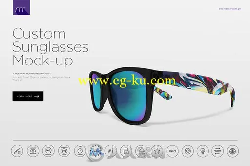 太阳镜框皮肤展示PSD模板Sunglasses Mock-up的图片1