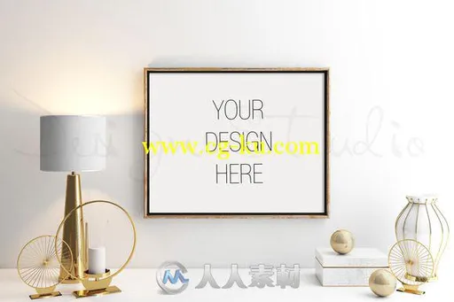 金色风格相框场景PSD模板CM - Styled Stock Photo Frame Mockup 672097的图片1