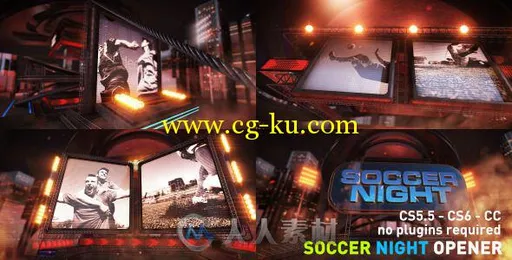 体育运动足球比赛宣传预告电视栏目AE模板videohive Soccer Night Opener 8686953的图片1