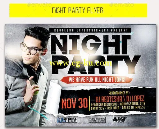 夜晚派对宣传海报PSD模板GraphicRiver - Night Party Flyer 13224361的图片1