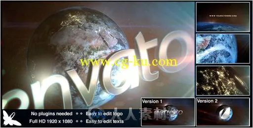 大气的地球世界标题LOGO演绎AE模板videohive World Logo 4896070的图片1