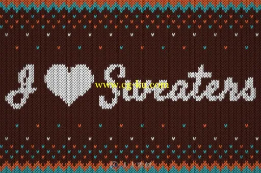 毛线编织风格海报PSD模板I Love Sweaters - Smart Knitted Effect的图片1