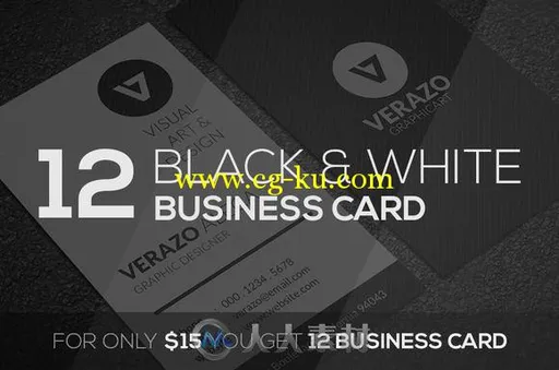 黑白风格商务名片合辑Black & White Business Card Bundle的图片1