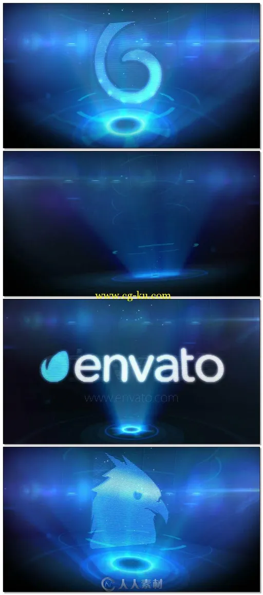 全科技信息幻影成像标题LOGO演绎AE模板videohive Logo Opener Holographic 8245101的图片1