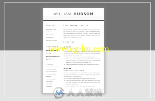 简历文本表格展示PSD模板CM - Resume Template & Cover Letter 358601的图片1