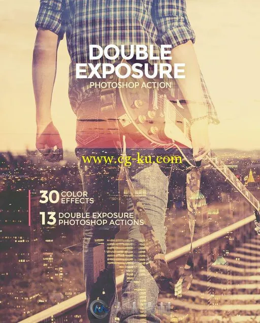 人物动物风景照片双曝光合成特效PS动作GraphicRiver - Double Exposure Photoshop的图片1