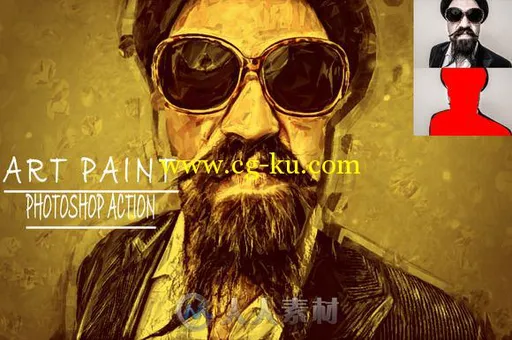 人物肖像旧化模糊抽象风格处理特效PS动作Art Paint Photoshop Action的图片1