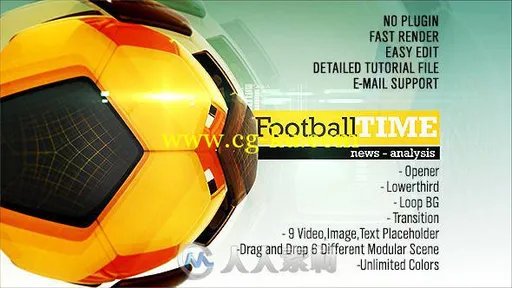 体育足球运动片头宣传时间预告字幕电视栏目AE模板videohive Football Time Package...的图片2