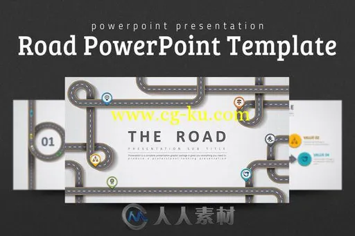 道路风格PPT展示模板CM - Road PowerPoint Template 686200的图片1