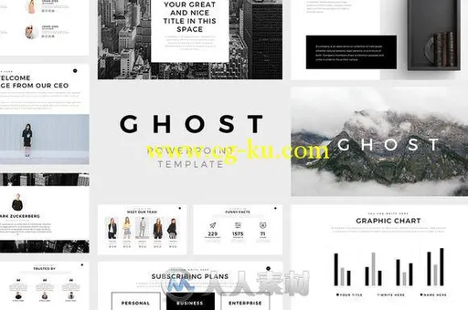 迷你阴影风格PPT模板Ghost Minimal Powerpoint Template的图片1