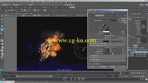 Maya树木燃烧流体与粒子特效视频教程 PLURALSIGHT SIMULATING A BURNING TREE IN MAYA的图片3