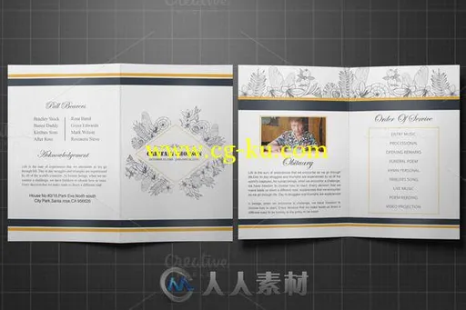 葬礼通告PSD模板CM - Printable Funeral Program Template 702079的图片1