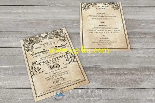 复古维多利亚风格婚礼邀请函PSD模板CM - Vintage Victorian Wedding Invitation 70...的图片3