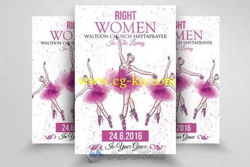 妇女节海报PSD模板Womens-Day-Flyer-Template的图片1