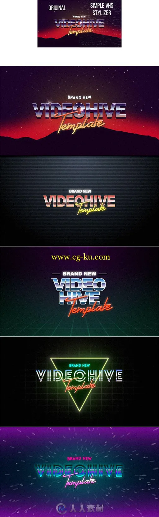 5个 VHS 文字字幕片头标题动画AE模板 5 VHS Title Opener Pack的图片1