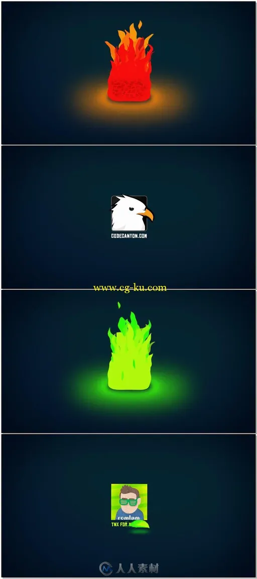 4K 时尚彩色火焰企业标志LOGO演绎AE模板Fire Logo Opener的图片1