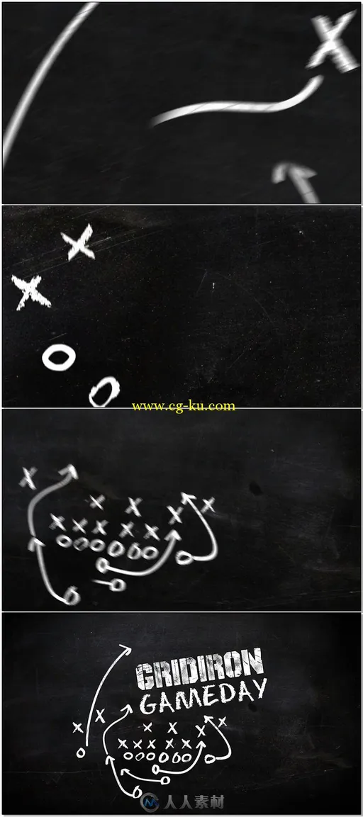 黑白体育运动足球比赛战略分析AE模板 Football Chalkboard Logo Opener的图片1