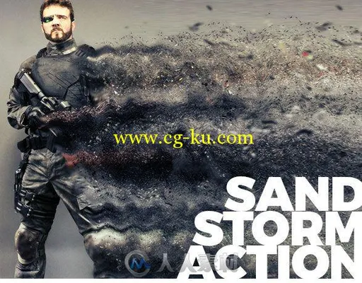 人物沙化特效PS动作graphicriver-16155098-sandstorm-photoshop-action的图片1