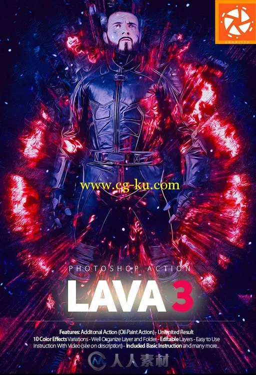 人物熔岩喷射效果PS动作graphicriver-16149297-lava-3-photoshop-action的图片1