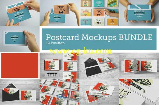 邮政卡片信封PSD模板合辑Postcard BUNDLE Mock-Ups的图片1