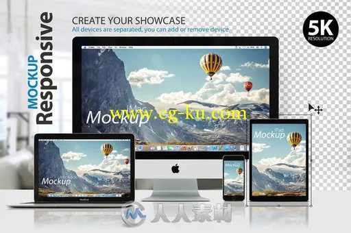 快速使用展示PSD模板CM - RESPONSIVE MOCKUP 701978的图片1