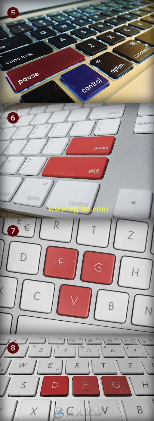 键盘帽定制展示PSD模板Custom Key on Keyboard Mockups的图片3