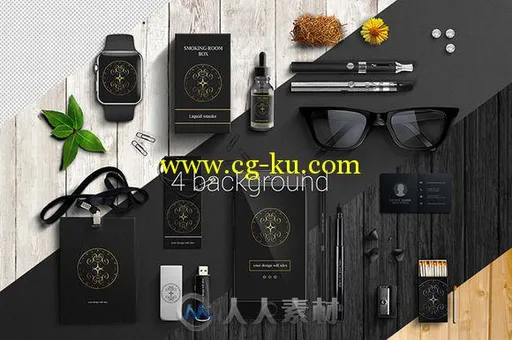 商务办公用品场景展示PSD模板Business MockUp PSD black的图片1